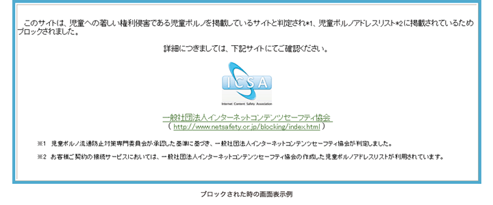 ブロックされた時の画面表示例